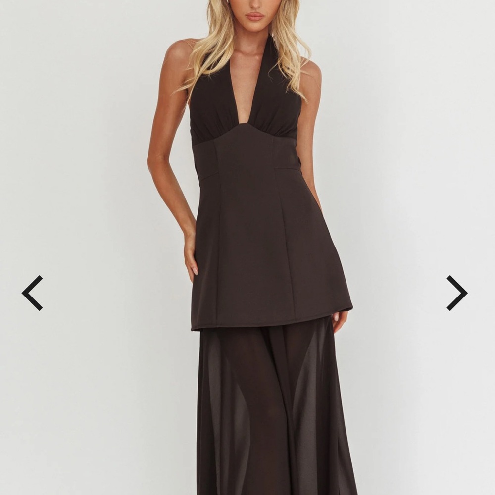 Opulent Halterneck Layered Maxi Dress Black - Picture 11 of 12